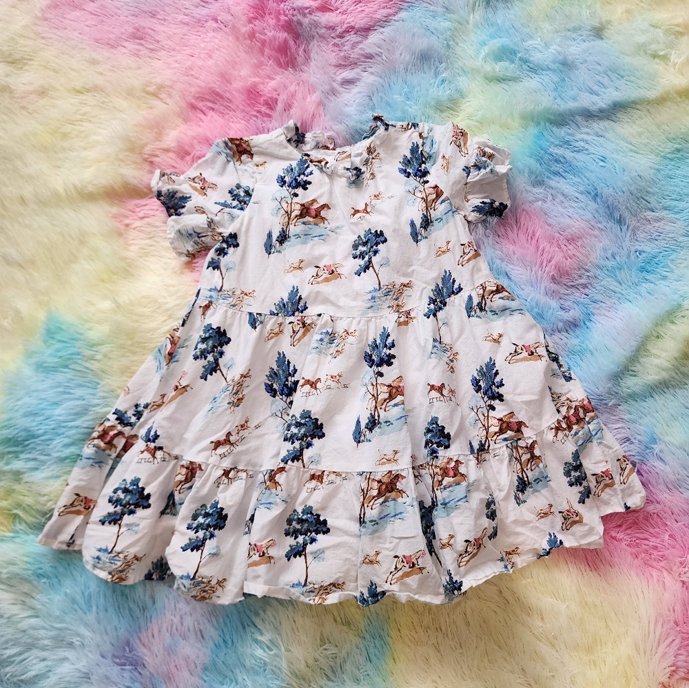 Janie And Jack: Floral Ruffle Dress Equestrian